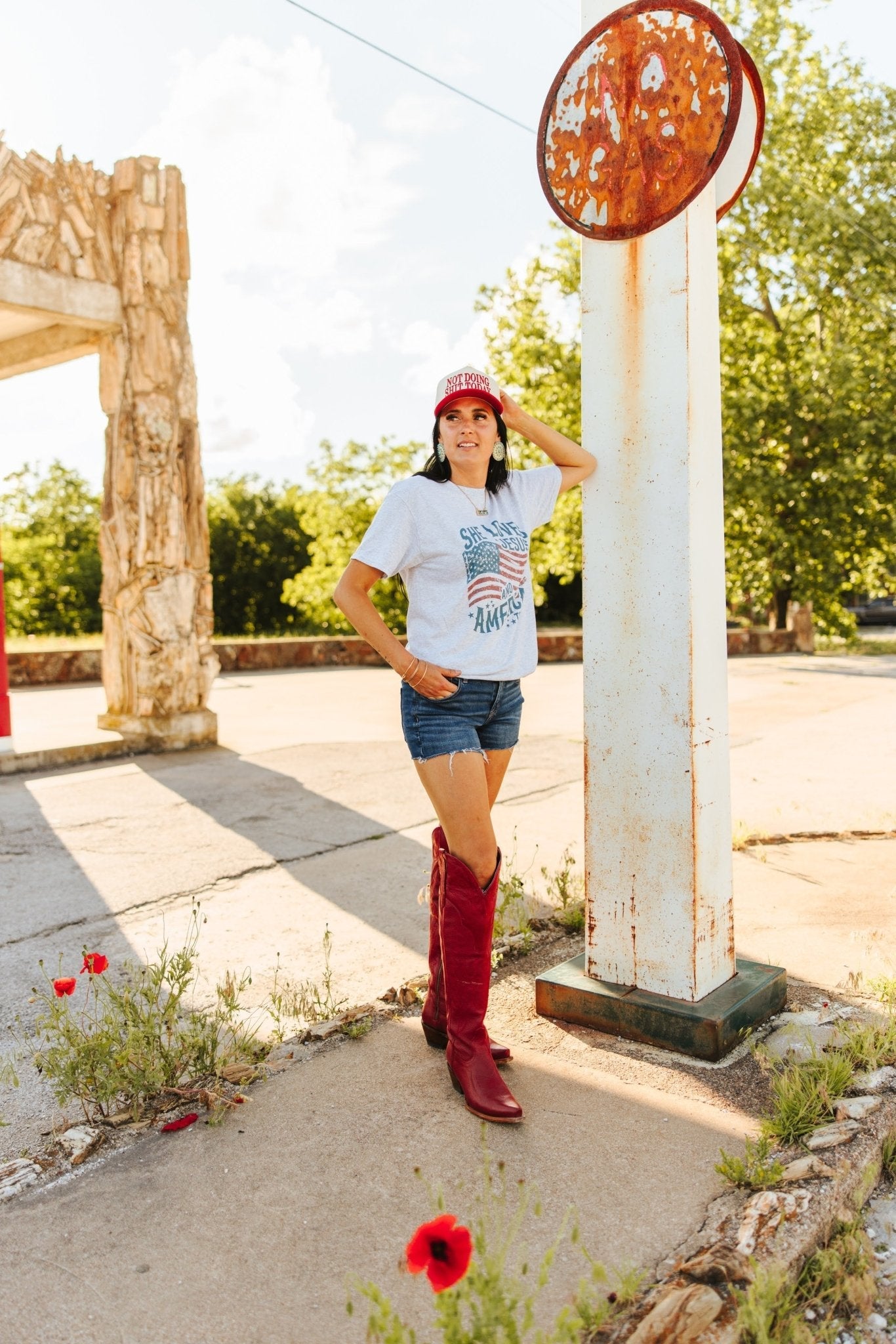 She Loves Jesus & America Graphic Tee Wild Junkie