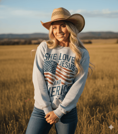 She Loves Jesus & America Sweatshirt Wild Junkie