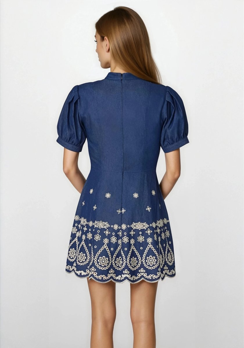 Ellena Dress – Denim/Ivory XO, Tina