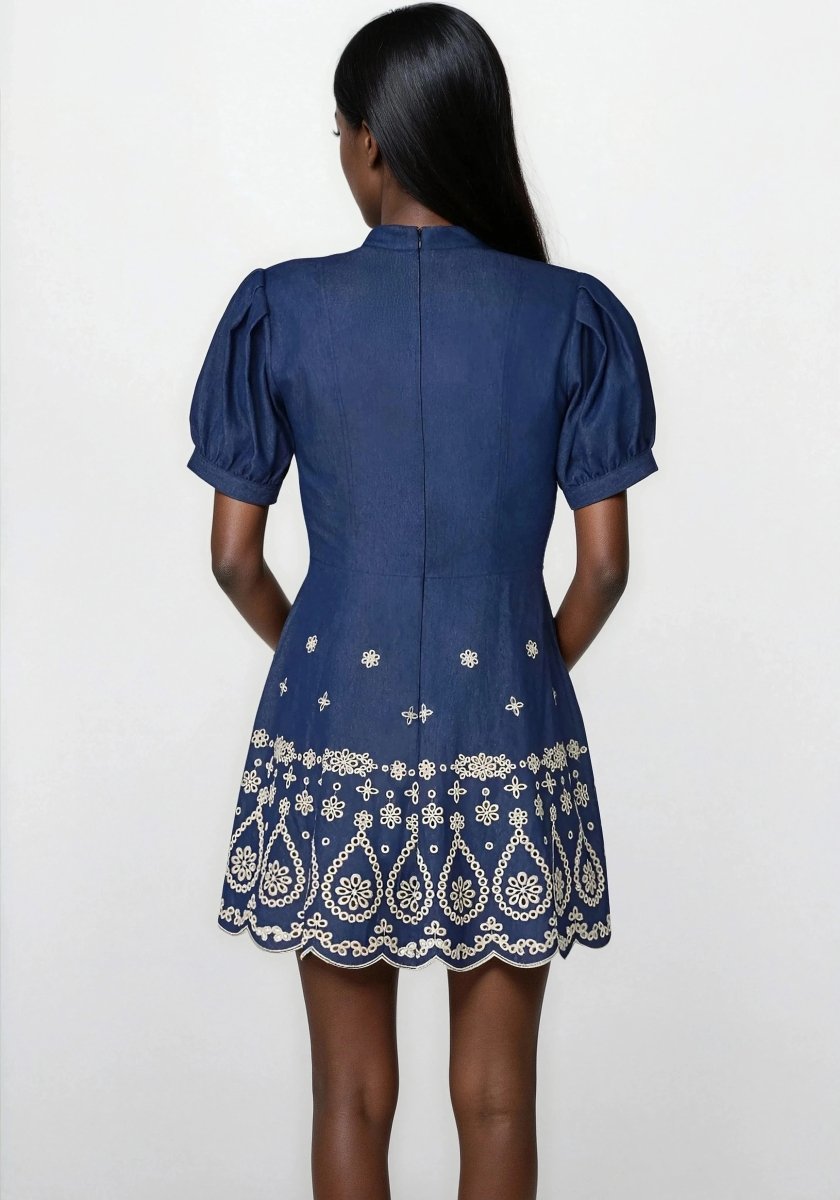 Ellena Dress – Denim/Ivory XO, Tina