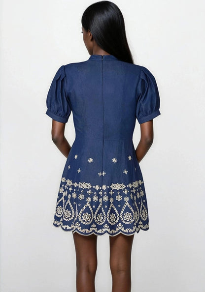 Ellena Dress – Denim/Ivory XO, Tina