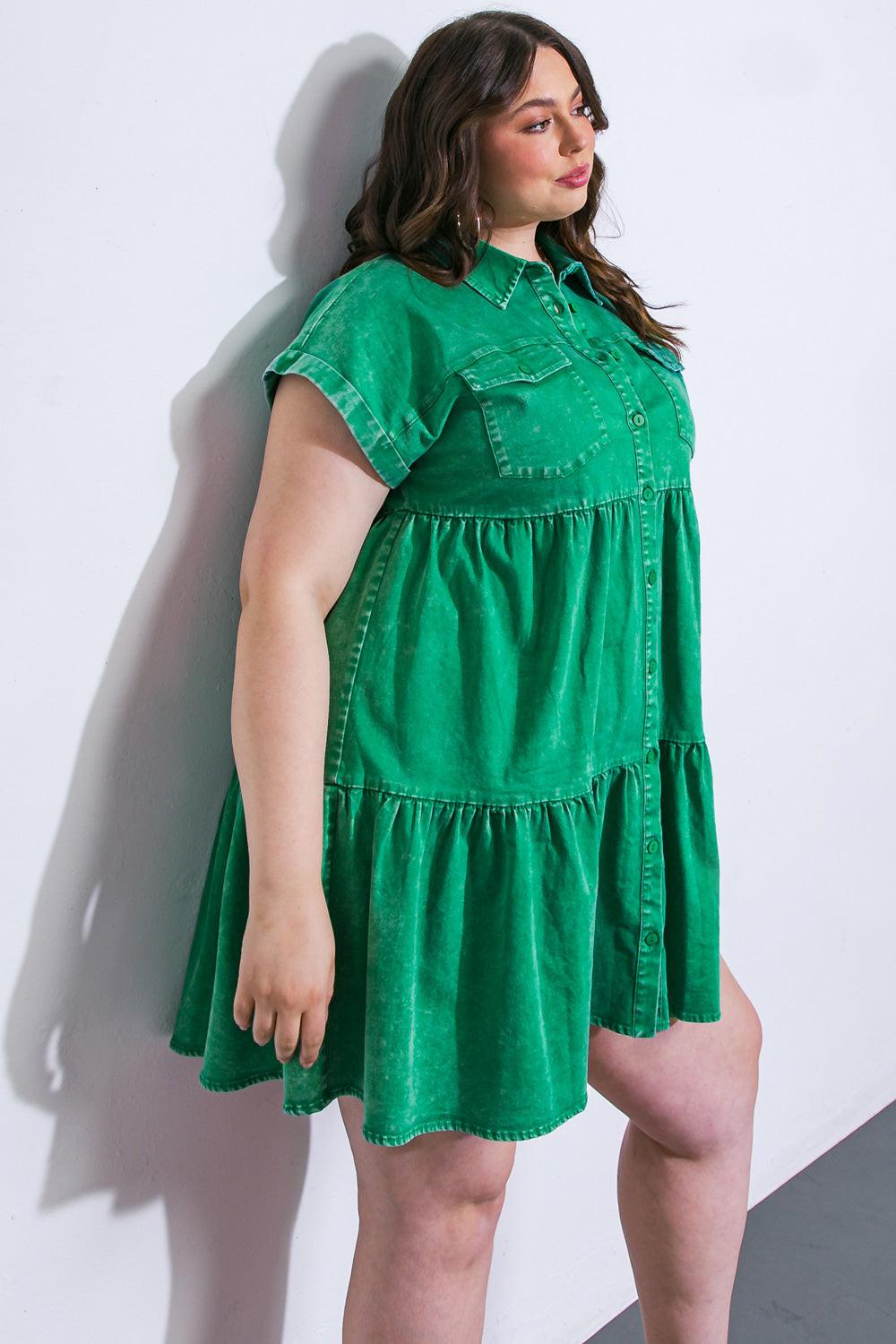 NO DULL MOMENTS DENIM MINI DRESS Flying Tomato