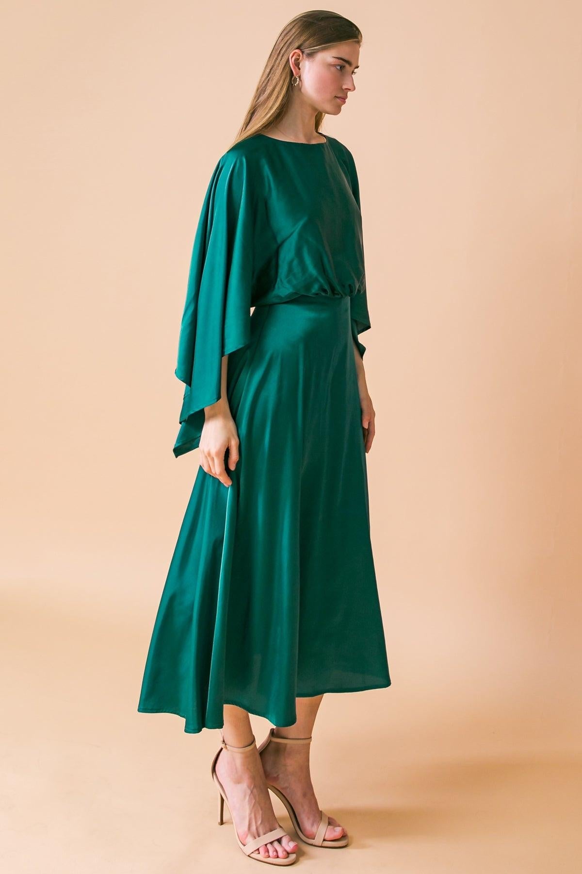 CAUGHT FEELINGS WOVEN MIDI DRESS Flying Tomato