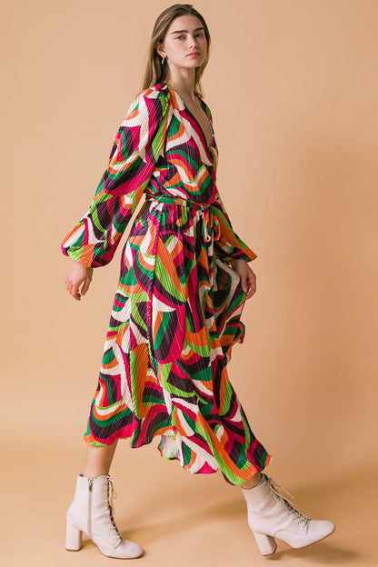 DESTINED TO IMPRESS PLISSE MIDI DRESS Flying Tomato
