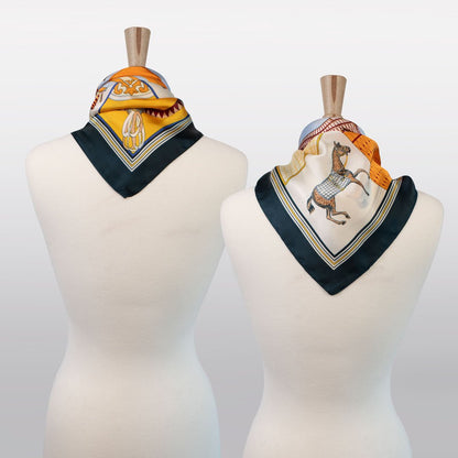 Signature - Stylized Equestrian Scarf in Deep Blue Urban-Equestrian