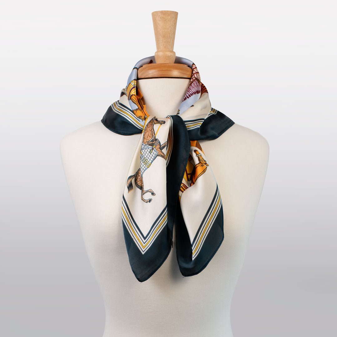 Signature - Stylized Equestrian Scarf in Deep Blue Urban-Equestrian