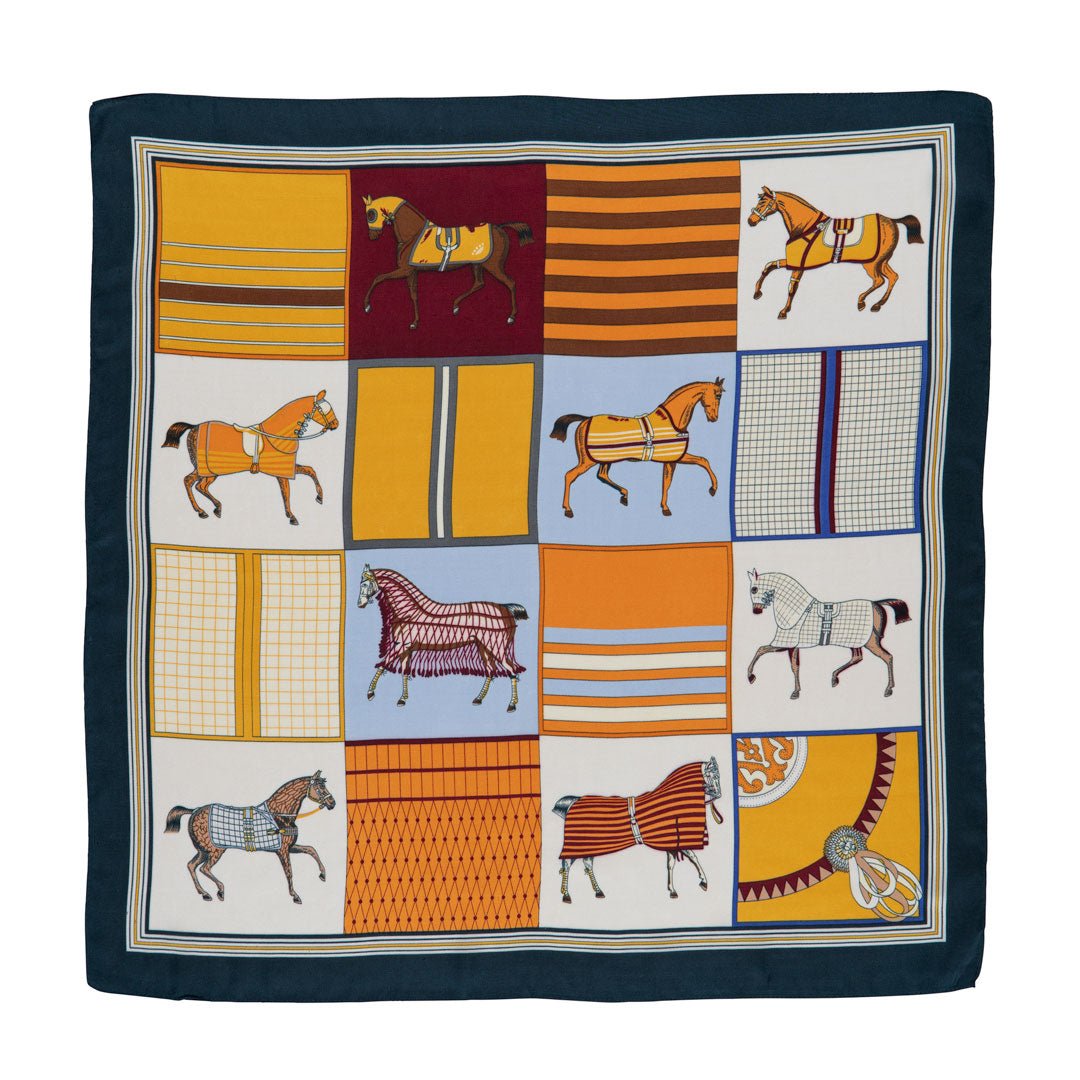Signature - Stylized Equestrian Scarf in Deep Blue Urban-Equestrian