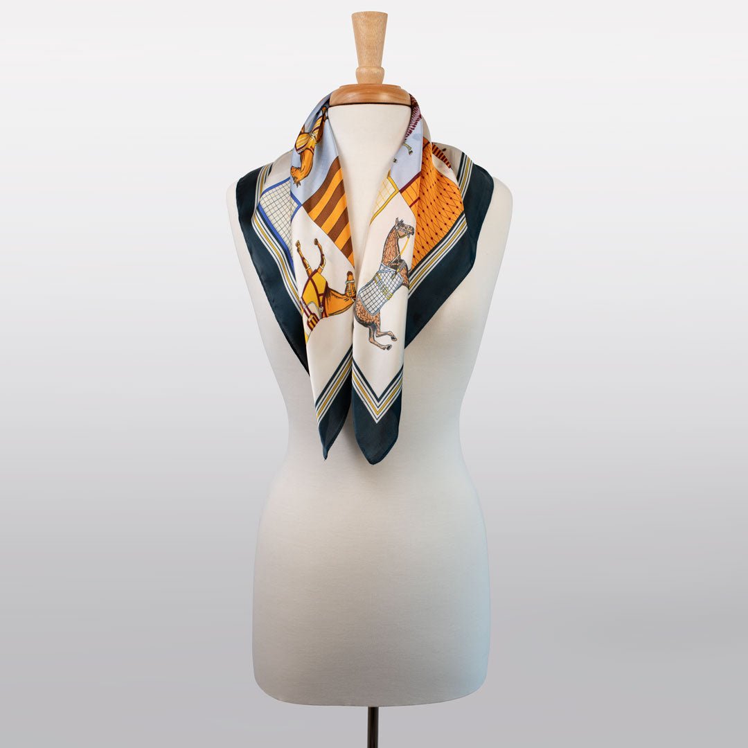 Signature - Stylized Equestrian Scarf in Deep Blue Urban-Equestrian