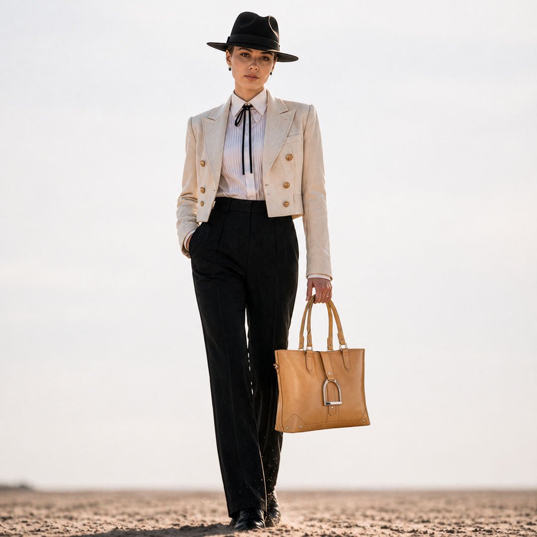 Signature - Riding Stirrup Tote Luxury Leather Handbag in Caramel Urban-Equestrian