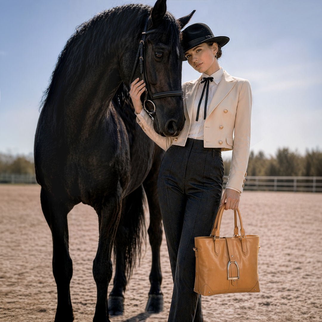 Signature - Riding Stirrup Tote Luxury Leather Handbag in Caramel Urban-Equestrian