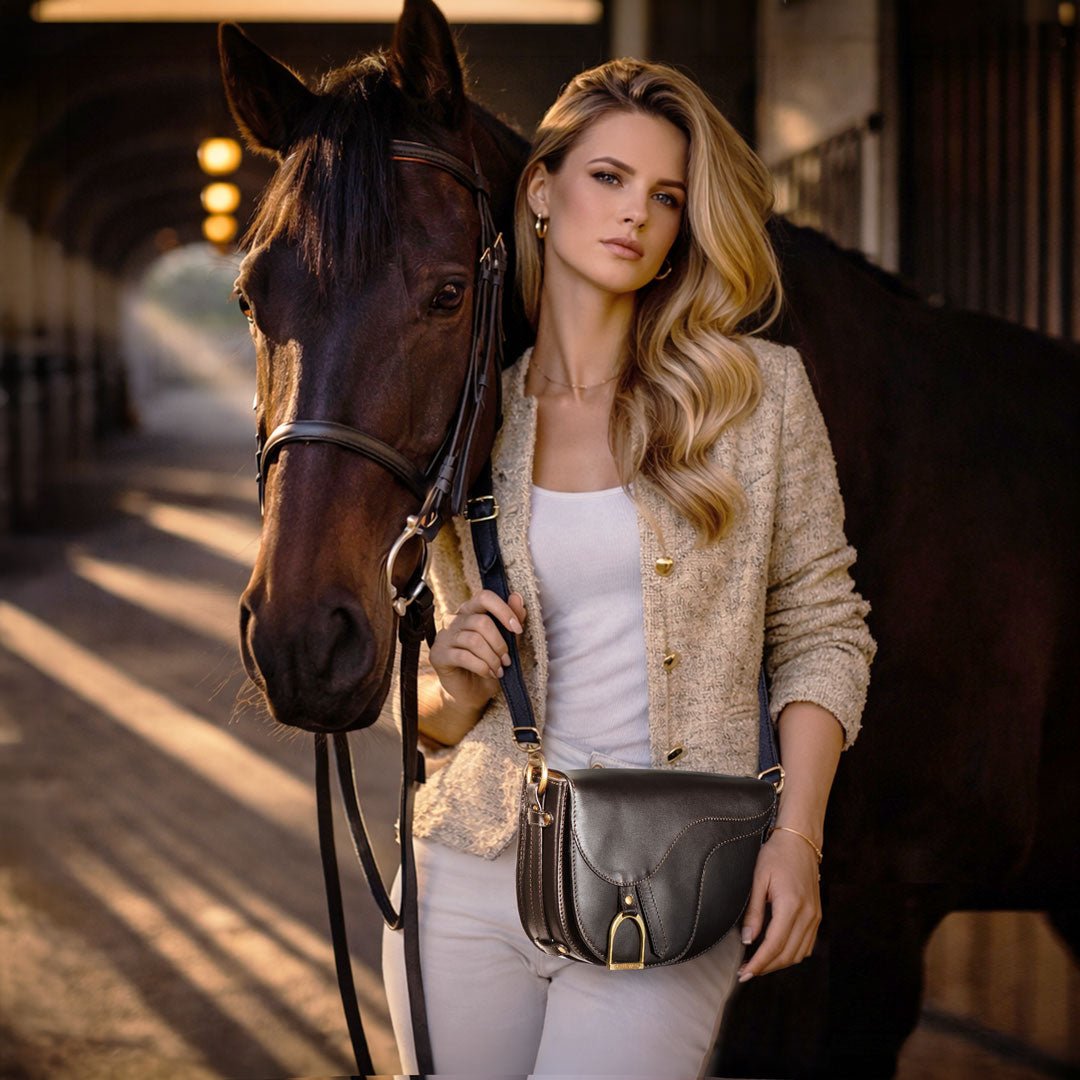 Signature Saddle Bag - Luxury Leather Handbag in Black Urban-Equestrian