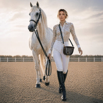 Signature Saddle Bag - Luxury Leather Handbag in Black Urban-Equestrian