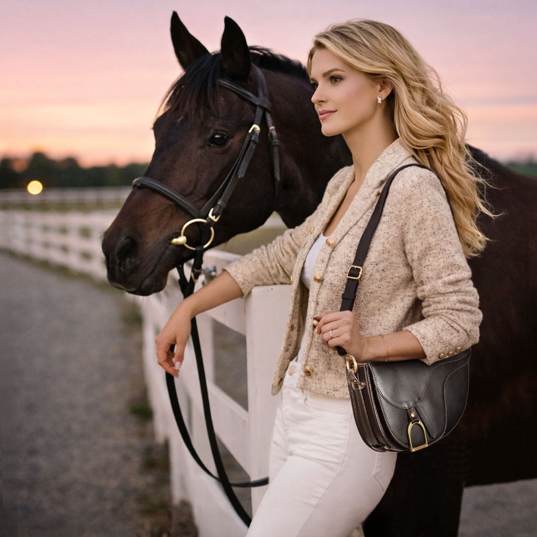 Signature Saddle Bag - Luxury Leather Handbag in Black Urban-Equestrian