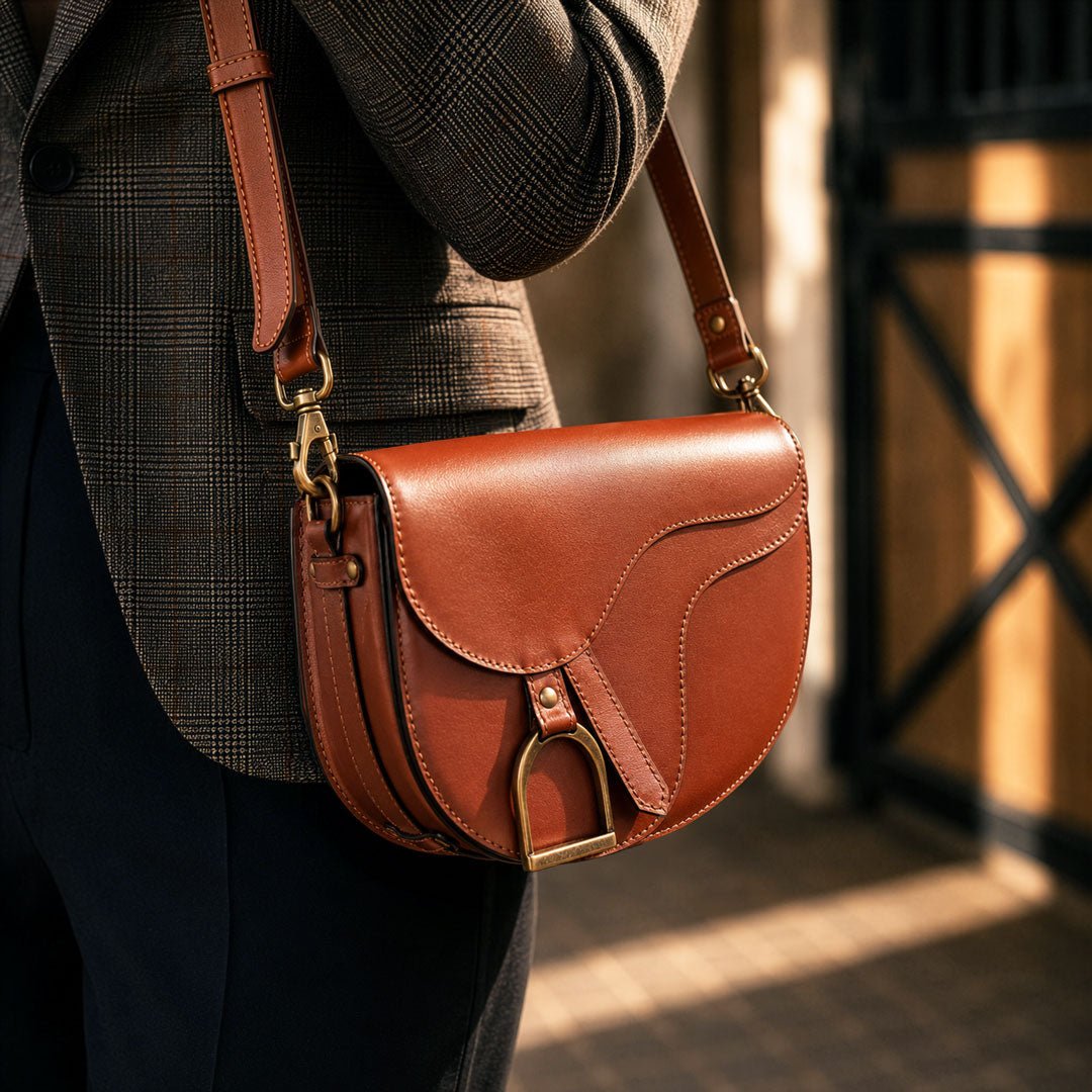 Signature Saddle Bag - Luxury Leather Handbag in Cognac Urban-Equestrian