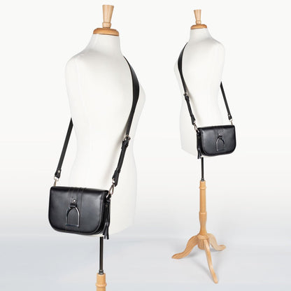 Signature Stirrup - Riding Stirrup Crossbody Luxury Leather Handbag in Black Urban-Equestrian