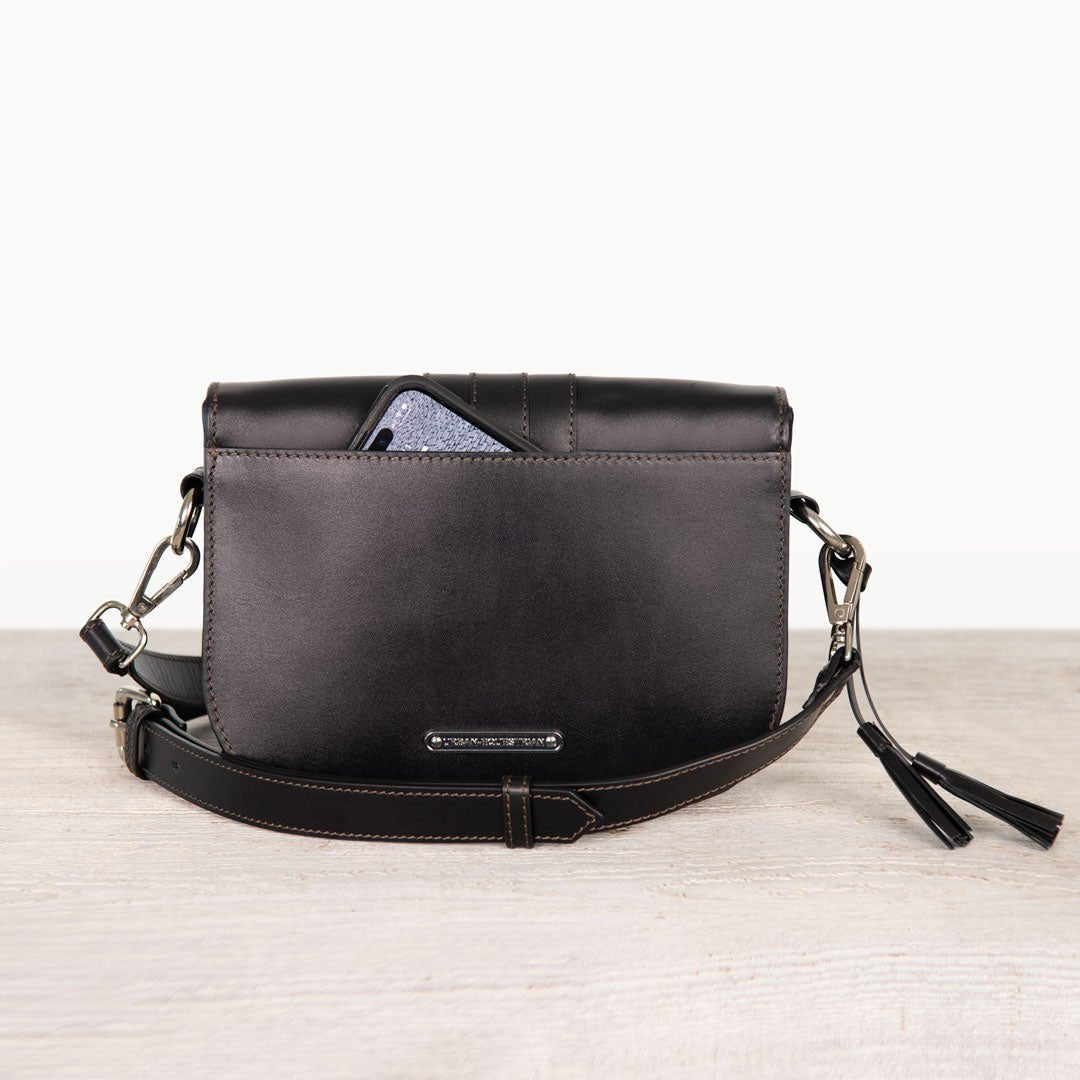 Signature Stirrup - Riding Stirrup Crossbody Luxury Leather Handbag in Black Urban-Equestrian