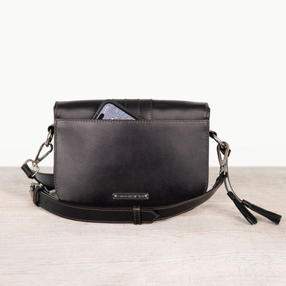 Signature Stirrup - Riding Stirrup Crossbody Luxury Leather Handbag in Black Urban-Equestrian