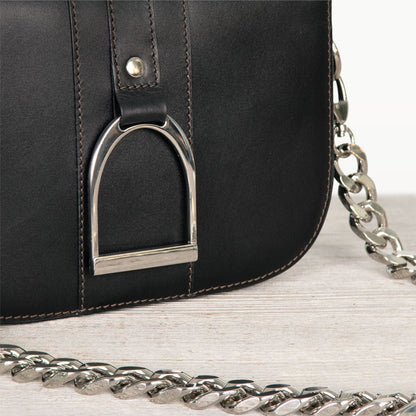 Signature Stirrup - Riding Stirrup Crossbody Luxury Leather Handbag in Black Urban-Equestrian