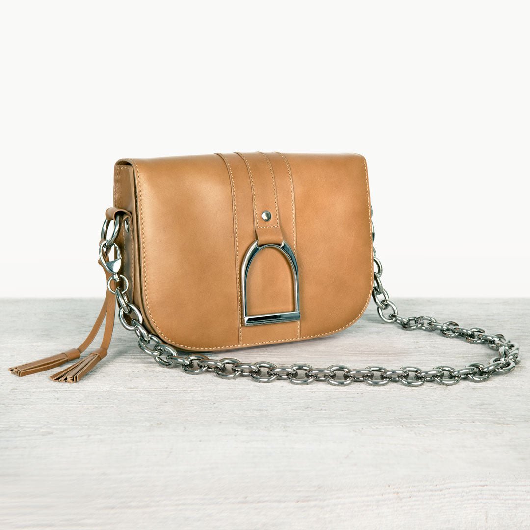 Signature Stirrup - Riding Stirrup Crossbody Luxury Leather Handbag in Caramel Urban-Equestrian