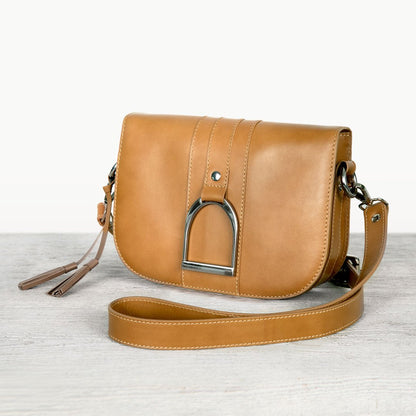 Signature Stirrup - Riding Stirrup Crossbody Luxury Leather Handbag in Caramel Urban-Equestrian
