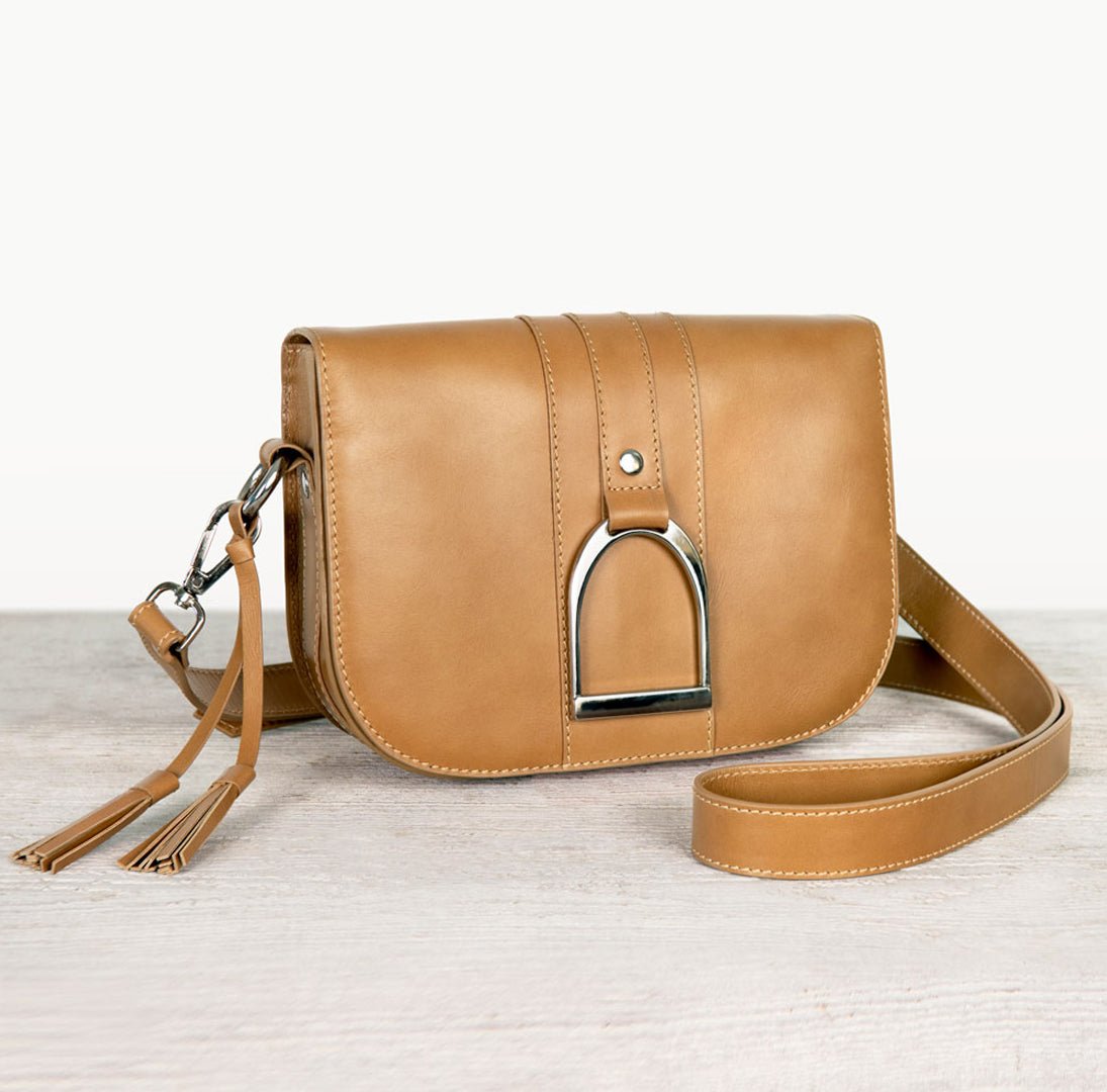 Signature Stirrup - Riding Stirrup Crossbody Luxury Leather Handbag in Caramel Urban-Equestrian
