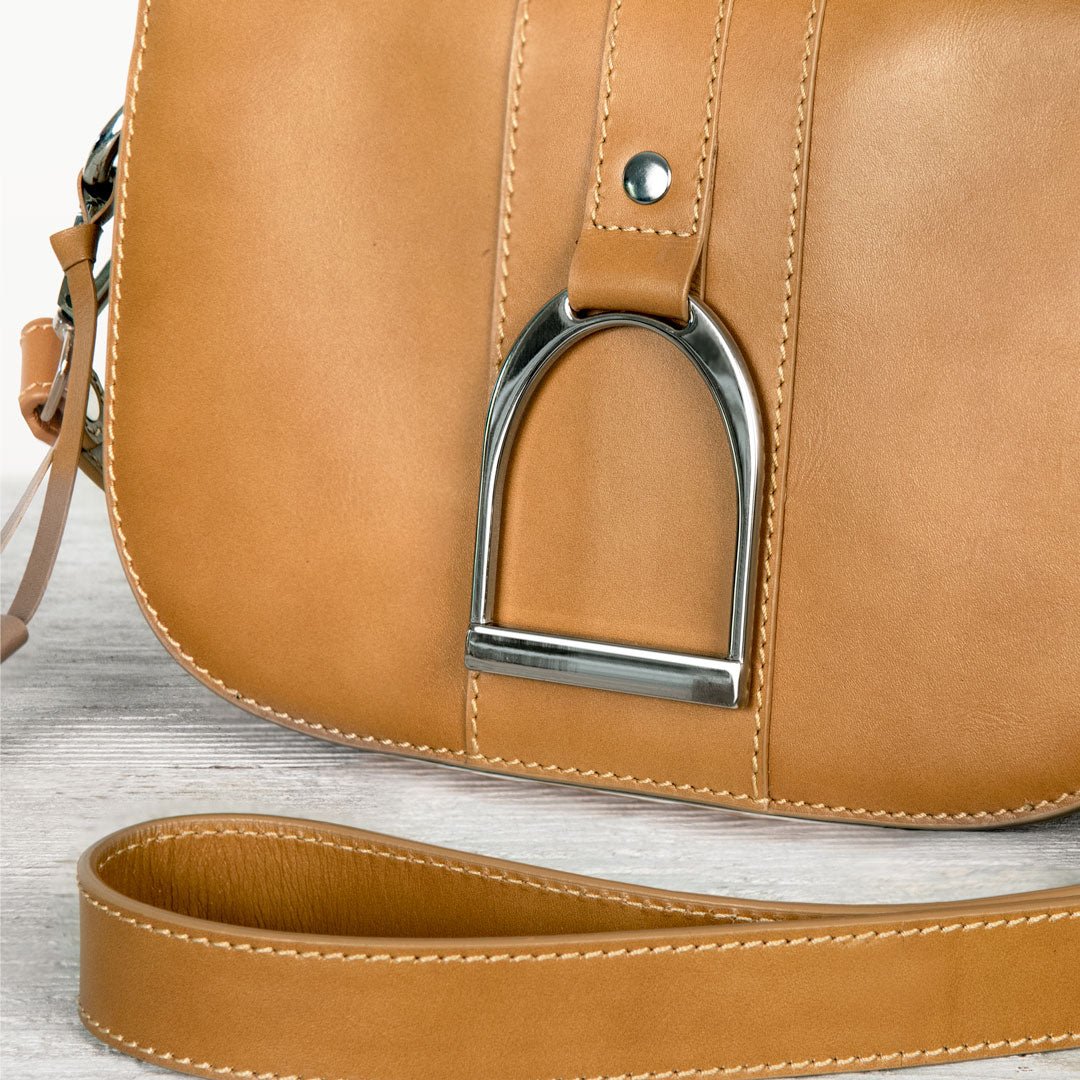 Signature Stirrup - Riding Stirrup Crossbody Luxury Leather Handbag in Caramel Urban-Equestrian