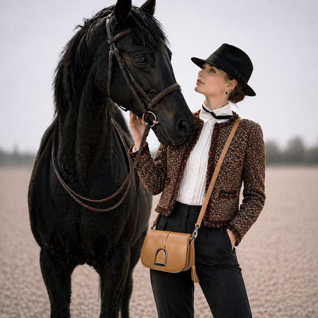 Signature Stirrup - Riding Stirrup Crossbody Luxury Leather Handbag in Caramel Urban-Equestrian