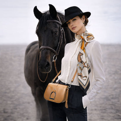 Signature Stirrup - Riding Stirrup Crossbody Luxury Leather Handbag in Caramel Urban-Equestrian