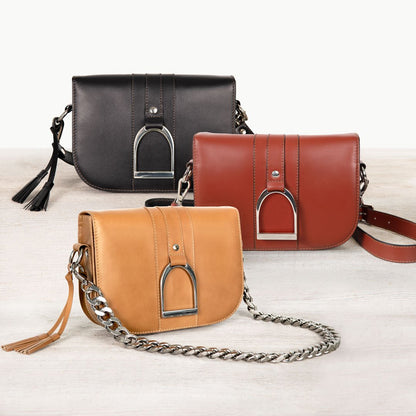 Signature Stirrup - Riding Stirrup Crossbody Luxury Leather Handbag in Caramel Urban-Equestrian