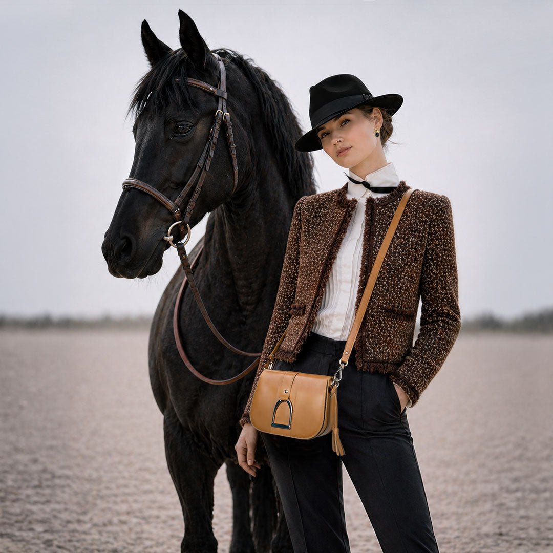 Signature Stirrup - Riding Stirrup Crossbody Luxury Leather Handbag in Caramel Urban-Equestrian