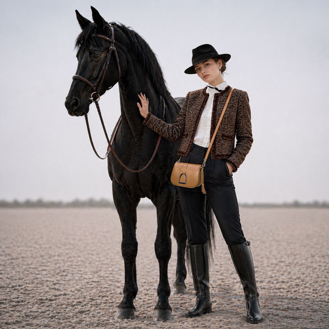 Signature Stirrup - Riding Stirrup Crossbody Luxury Leather Handbag in Caramel Urban-Equestrian