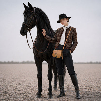 Signature Stirrup - Riding Stirrup Crossbody Luxury Leather Handbag in Caramel Urban-Equestrian