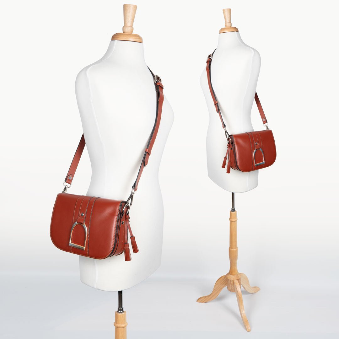 Signature Stirrup - Riding Stirrup Crossbody Luxury Leather Handbag in Cognac Urban-Equestrian
