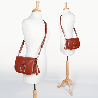 Signature Stirrup - Riding Stirrup Crossbody Luxury Leather Handbag in Cognac Urban-Equestrian