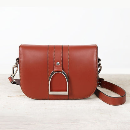 Signature Stirrup - Riding Stirrup Crossbody Luxury Leather Handbag in Cognac Urban-Equestrian