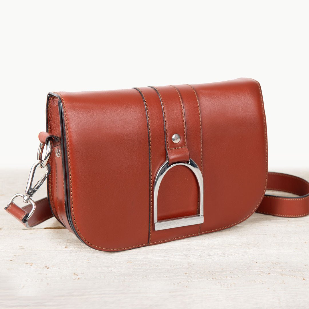 Signature Stirrup - Riding Stirrup Crossbody Luxury Leather Handbag in Cognac Urban-Equestrian