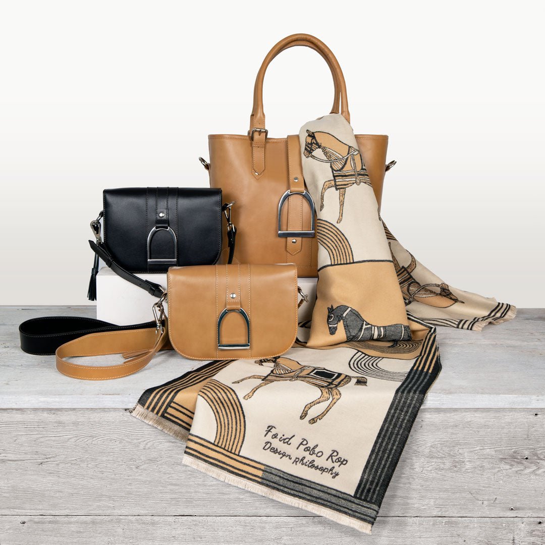 Signature - Riding Stirrup Tote Luxury Leather Handbag in Black Urban-Equestrian
