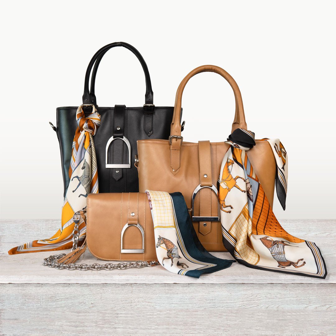 Signature - Riding Stirrup Tote Luxury Leather Handbag in Black Urban-Equestrian