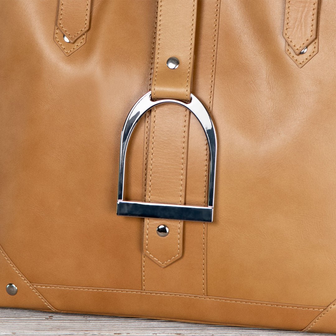 Signature - Riding Stirrup Tote Luxury Leather Handbag in Caramel Urban-Equestrian