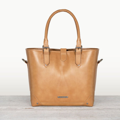 Signature - Riding Stirrup Tote Luxury Leather Handbag in Caramel Urban-Equestrian