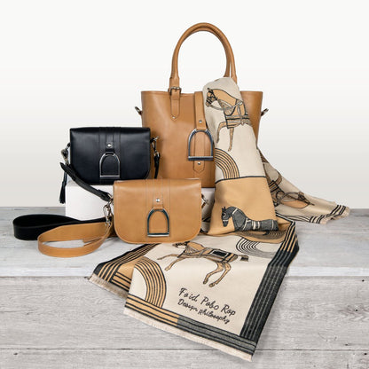Signature - Riding Stirrup Tote Luxury Leather Handbag in Caramel Urban-Equestrian