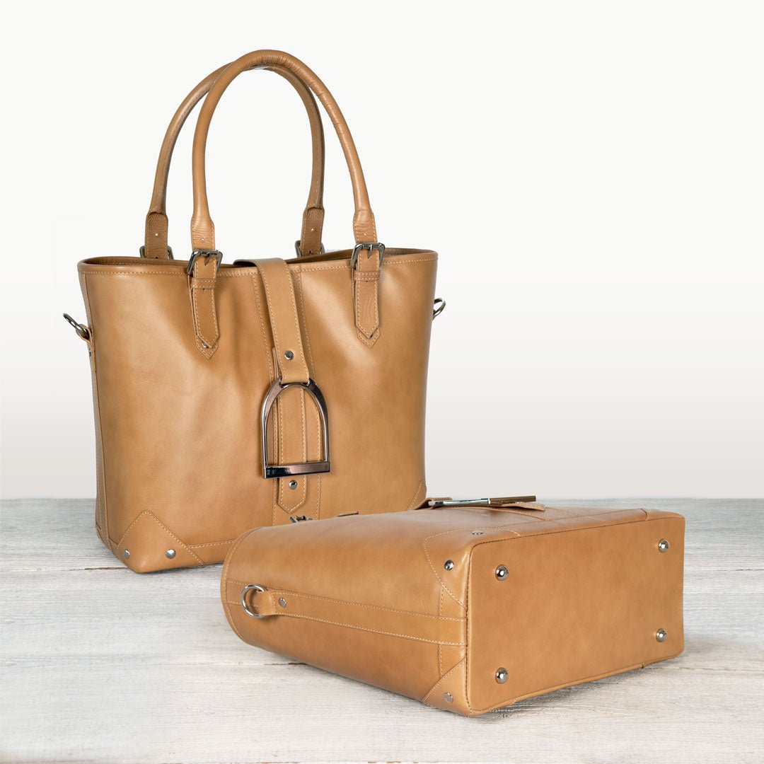 Signature - Riding Stirrup Tote Luxury Leather Handbag in Caramel Urban-Equestrian