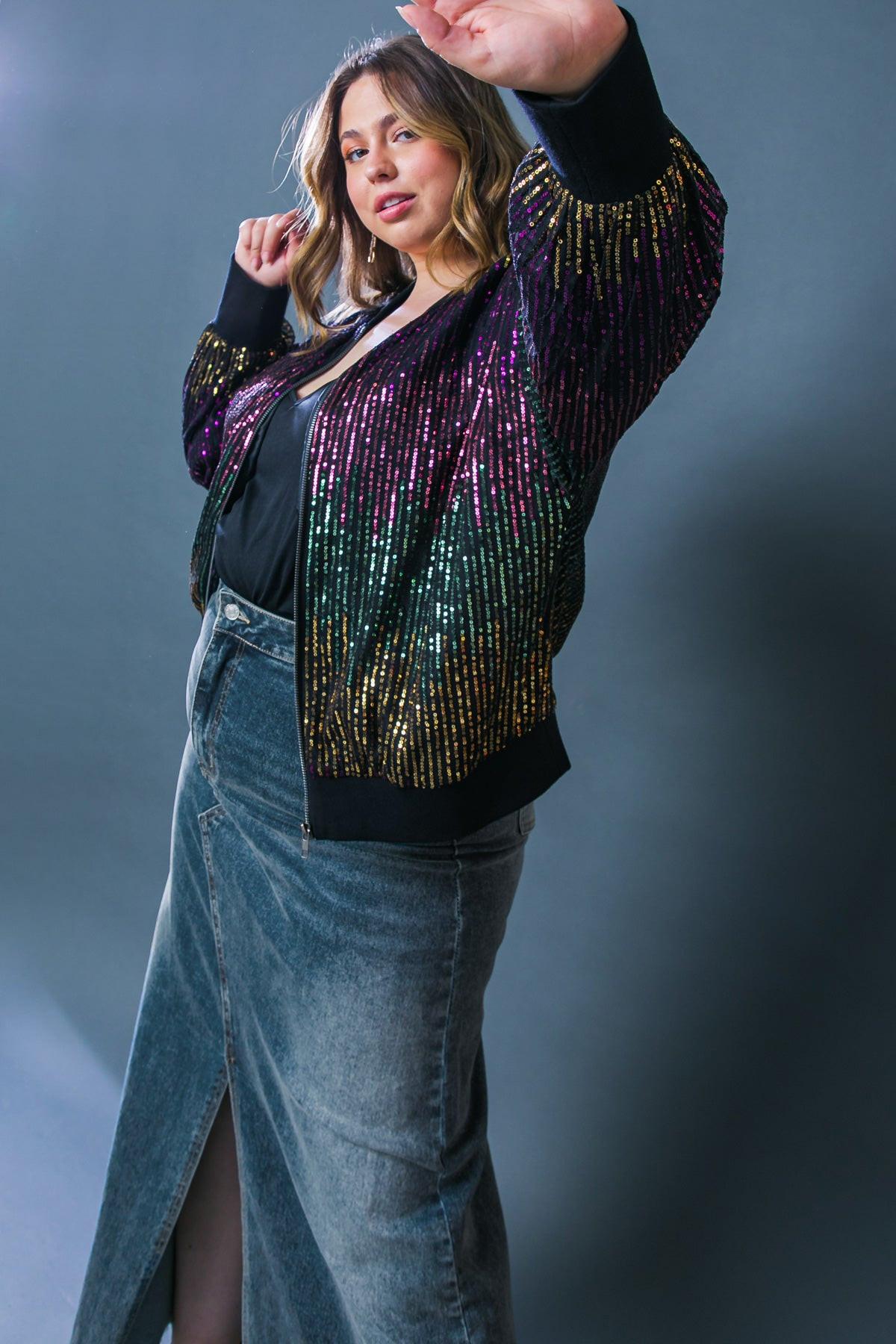 ENTERTAIN ME SEQUIN BOMBER JACKET Flying Tomato