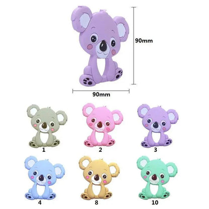 Silicone Teether Animal Koala Baby Teether Pendant Food Grade BPA Free Baby Teething Chew Charms Silicone Beads Toy Stevvex