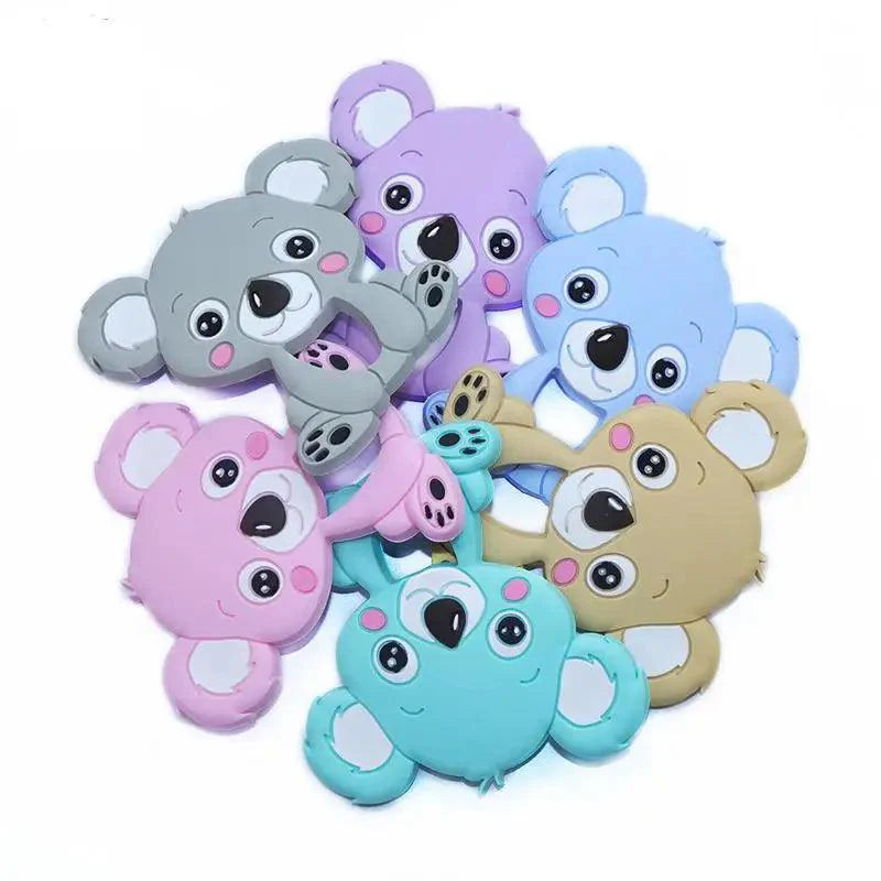 Silicone Teether Animal Koala Baby Teether Pendant Food Grade BPA Free Baby Teething Chew Charms Silicone Beads Toy Stevvex
