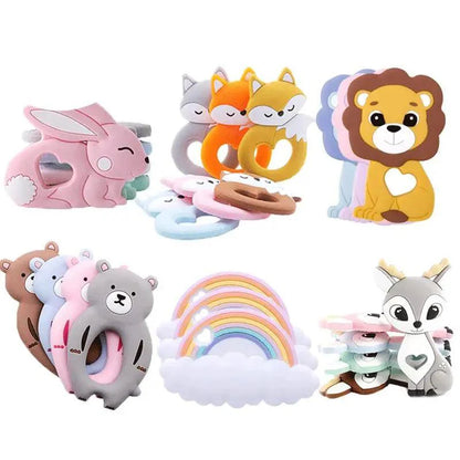 Silicone Teether Rodent Cartoon Animals 1pc Food Grade Silicone Pandents,  Teething Toys For Teeth Tiny Rod Baby Teethers Gift Stevvex