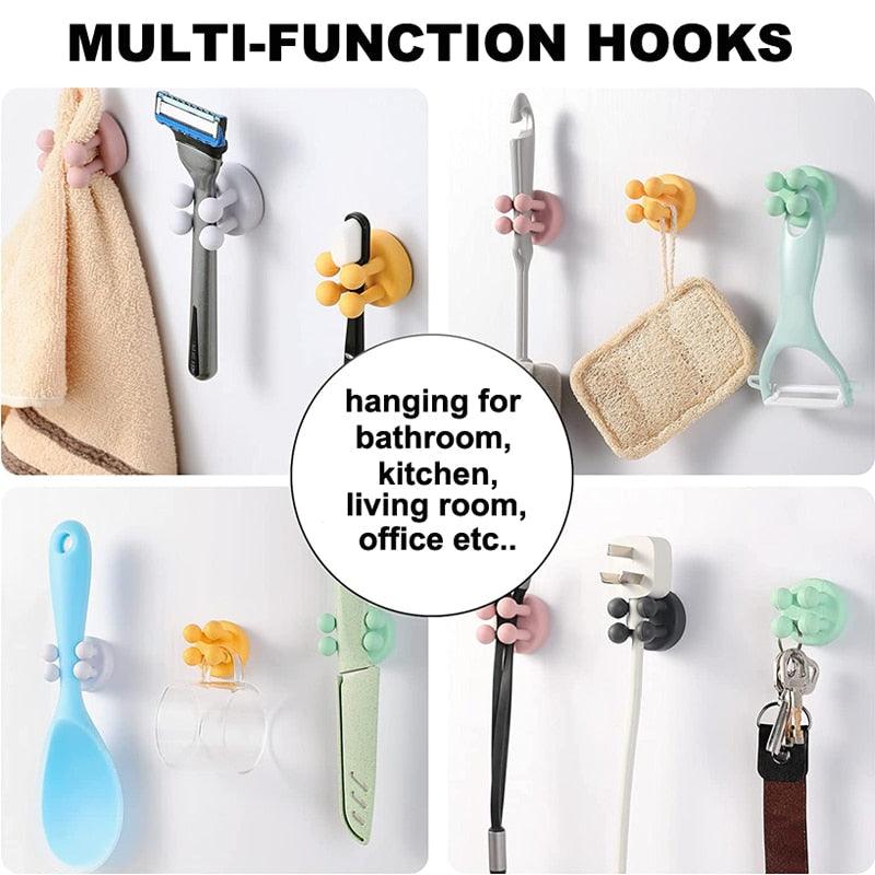 Silicone Toothbrush Holders Hook Wall Door Hooks Towel Key Plug Holder Hangers For Kitchen Bathroom Home Office Organizer Waterproof Self Adhesive Hook for Toothbrush  and Small Items Stevvex