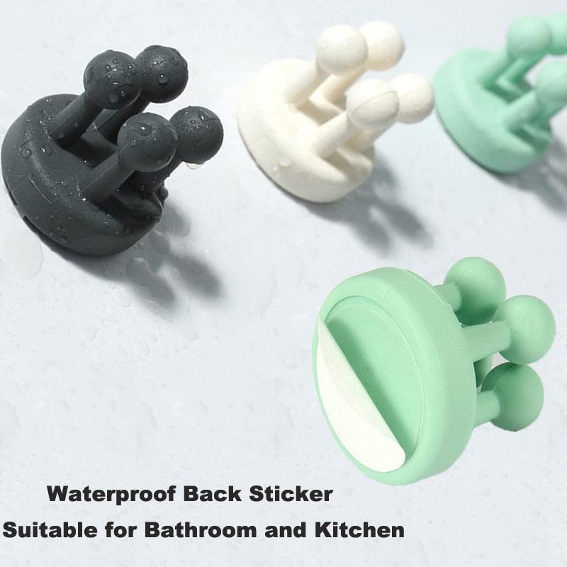 Silicone Toothbrush Holders Hook Wall Door Hooks Towel Key Plug Holder Hangers For Kitchen Bathroom Home Office Organizer Waterproof Self Adhesive Hook for Toothbrush  and Small Items Stevvex