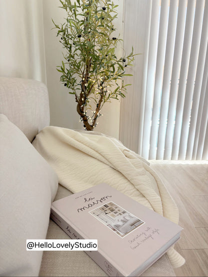 Angora and Wool | Ultra Soft Throw Blanket (solid, beige) Silverlyne