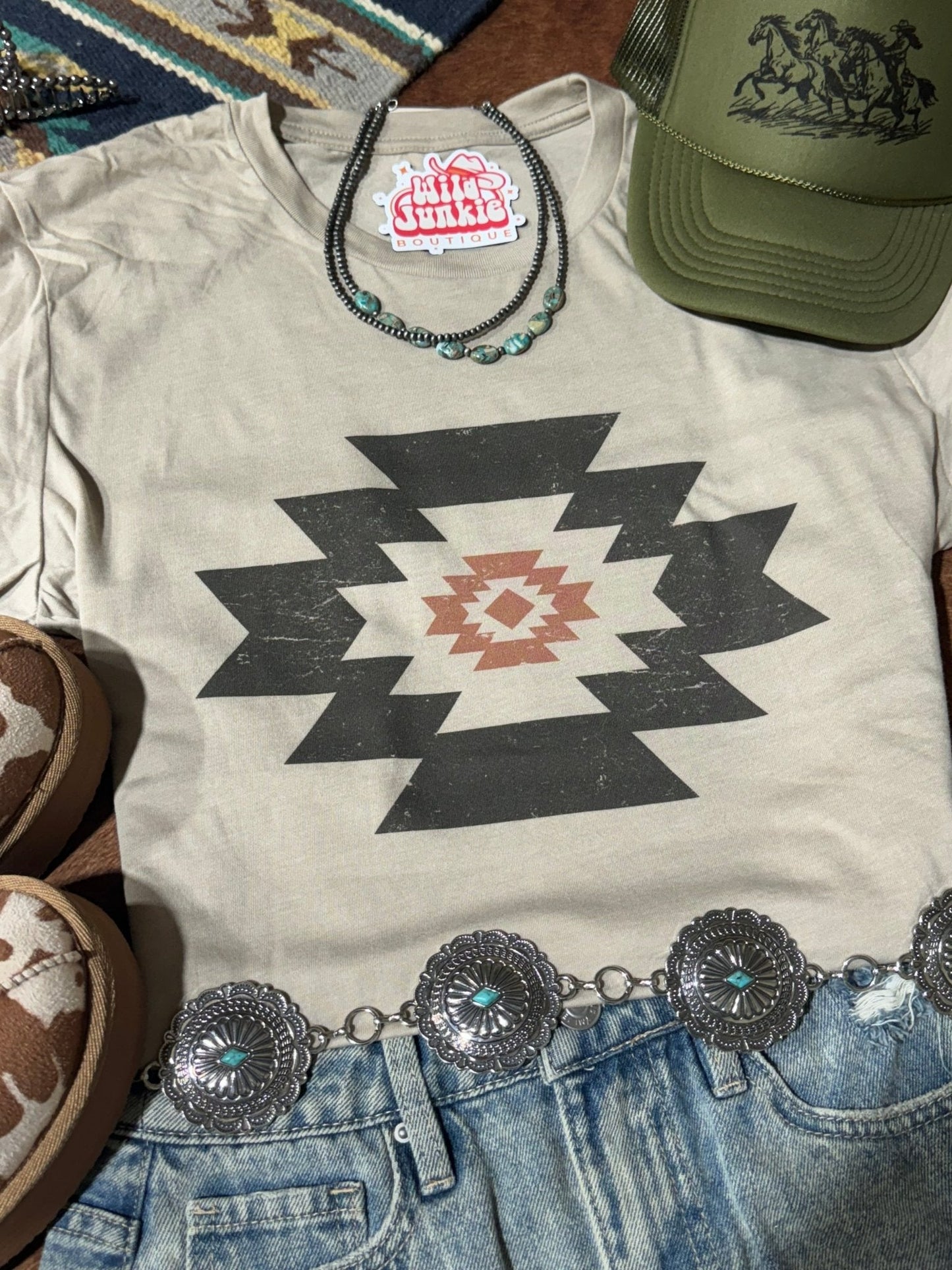 Simple Aztec Graphic Tee Wild Junkie
